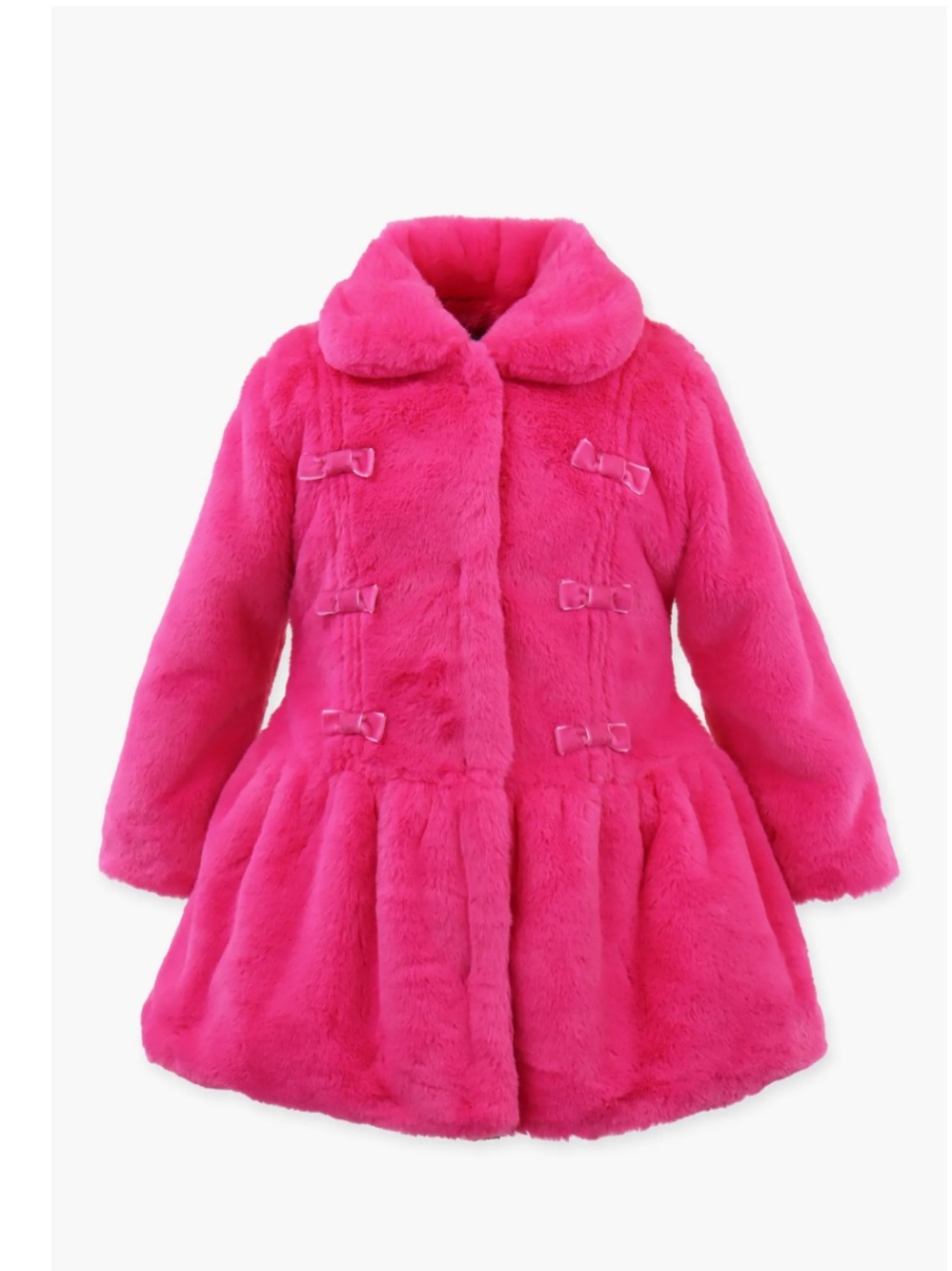 American Widgeon Girls Plush Hot Pink Faux Fur Coat With Velvet Bows Size 6X